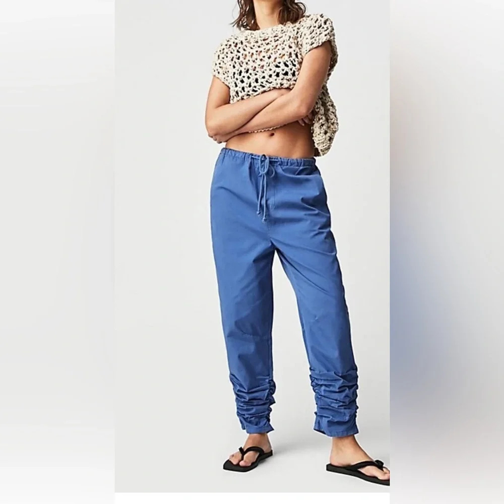 Free People parachute blue weight oversized light cotton pants